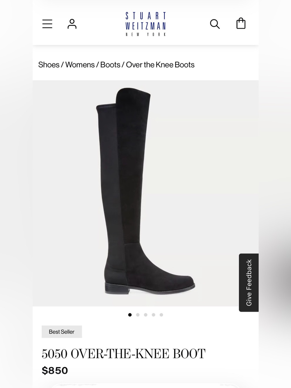 Stuart Weitzman Black Suede Over-the-Knee Boots